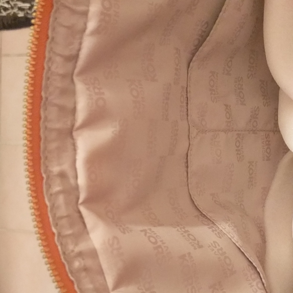 Michael Kors Orange Ostrich Satchel - Picture 5 of 6